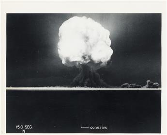 (ATOMIC BOMBS--TRINITY NUCLEAR TEST) A graphic and unfathomable series with 8 photographs by Berlyn Brixner (1911-2009) documenting the